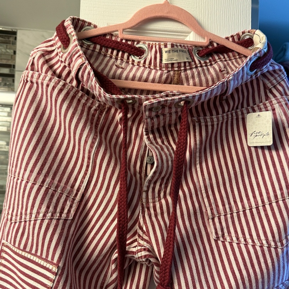 We The Free Moxi Pull On Printed-Red and White Striped